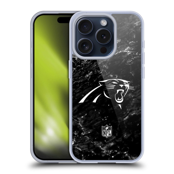 NFL Carolina Panthers Artwork Marble Soft Gel Case for Apple iPhone 15 Pro
