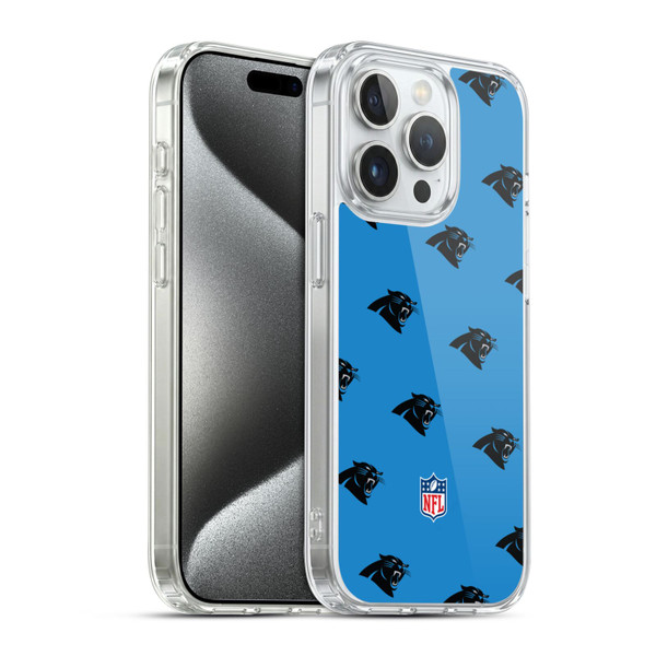 NFL Carolina Panthers Artwork Patterns Soft Gel Case for Apple iPhone 15 Pro & MagSafe