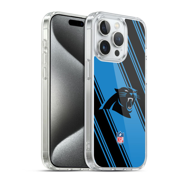 NFL Carolina Panthers Artwork Stripes Soft Gel Case for Apple iPhone 15 Pro & MagSafe