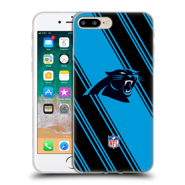 NFL Carolina Panthers Artwork Stripes Soft Gel Case for Apple iPhone 7 Plus / iPhone 8 Plus