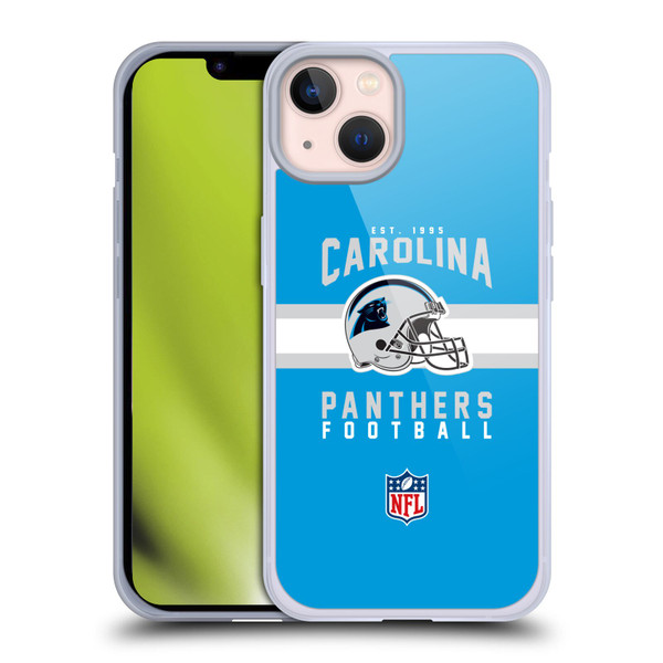NFL Carolina Panthers Graphics Helmet Typography Soft Gel Case for Apple iPhone 13