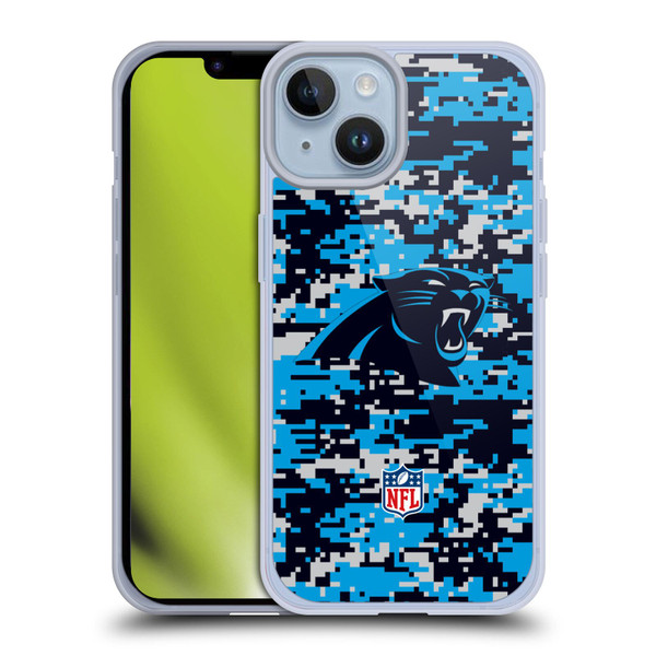 NFL Carolina Panthers Graphics Digital Camouflage Soft Gel Case for Apple iPhone 14