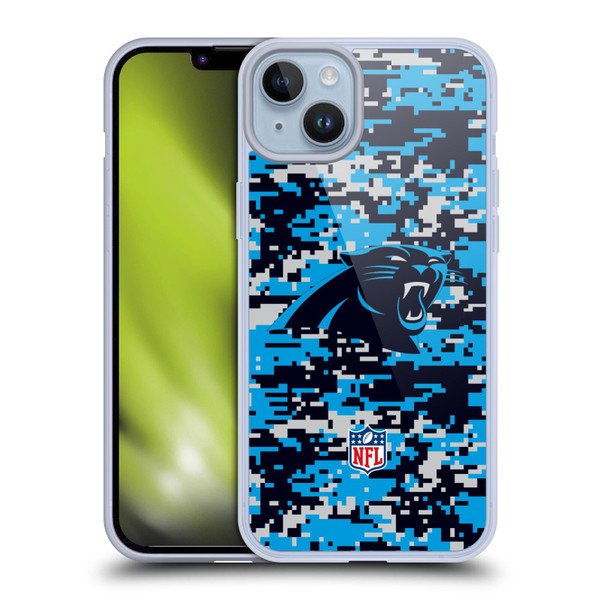 NFL Carolina Panthers Graphics Digital Camouflage Soft Gel Case for Apple iPhone 14 Plus