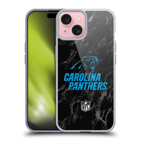 NFL Carolina Panthers Graphics Coloured Marble Soft Gel Case for Apple iPhone 15