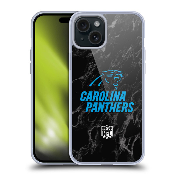 NFL Carolina Panthers Graphics Coloured Marble Soft Gel Case for Apple iPhone 15 Plus