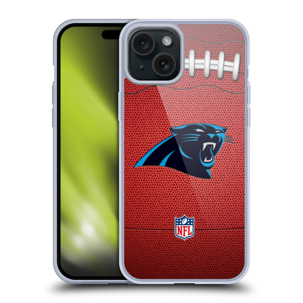 NFL Carolina Panthers Graphics Football Soft Gel Case for Apple iPhone 15 Plus