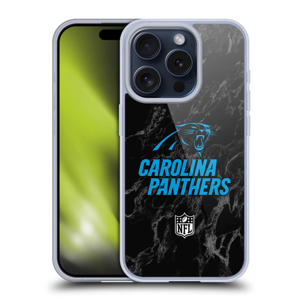 NFL Carolina Panthers Graphics Coloured Marble Soft Gel Case for Apple iPhone 15 Pro