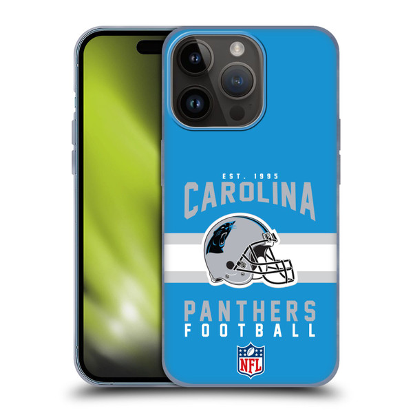 NFL Carolina Panthers Graphics Helmet Typography Soft Gel Case for Apple iPhone 15 Pro