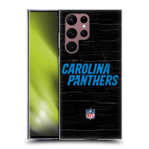 NFL Carolina Panthers Logo Distressed Look Soft Gel Case for Samsung Galaxy S22 Ultra 5G
