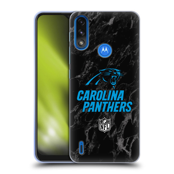 NFL Carolina Panthers Graphics Coloured Marble Soft Gel Case for Motorola Moto E7 Power / Moto E7i Power