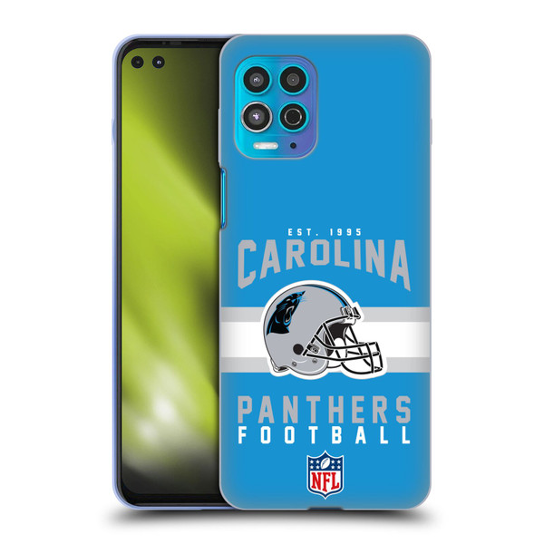 NFL Carolina Panthers Graphics Helmet Typography Soft Gel Case for Motorola Moto G100