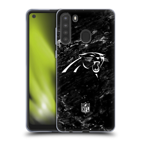 NFL Carolina Panthers Artwork Marble Soft Gel Case for Samsung Galaxy A21 (2020)