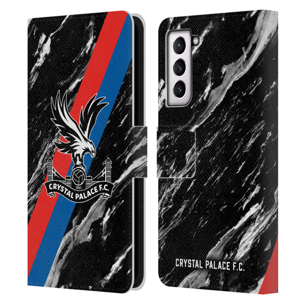 Crystal Palace FC Crest Black Marble Leather Book Wallet Case Cover For Samsung Galaxy S21 5G