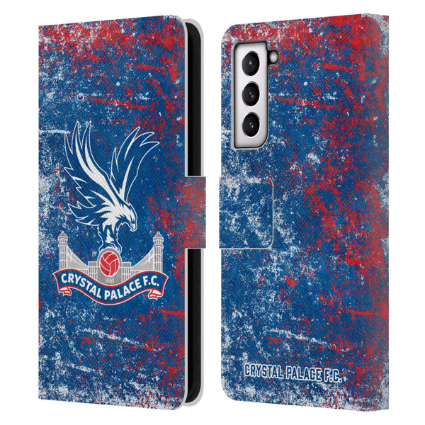 Crystal Palace FC Crest Distressed Leather Book Wallet Case Cover For Samsung Galaxy S21 5G