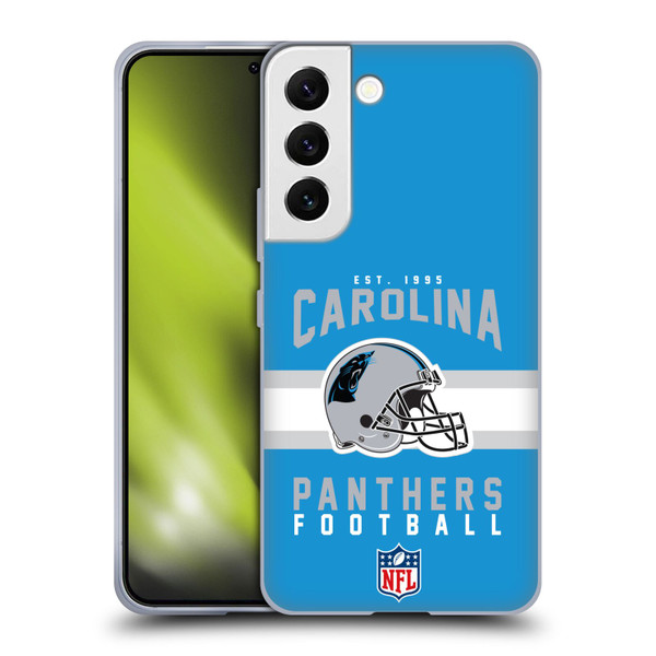 NFL Carolina Panthers Graphics Helmet Typography Soft Gel Case for Samsung Galaxy S22 5G