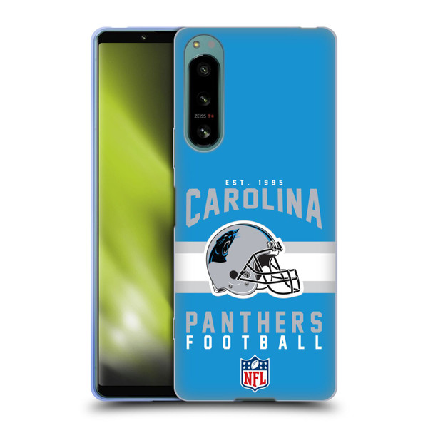 NFL Carolina Panthers Graphics Helmet Typography Soft Gel Case for Sony Xperia 5 IV