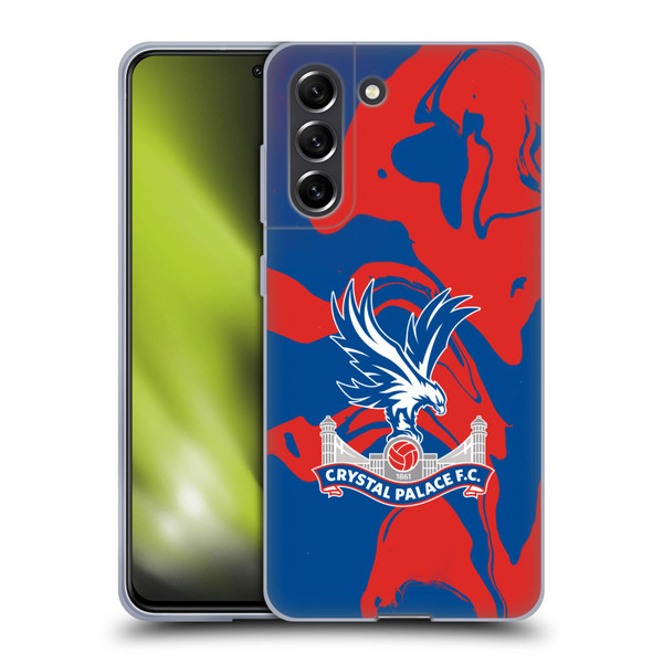 Crystal Palace FC Crest Red And Blue Marble Soft Gel Case for Samsung Galaxy S21 FE 5G