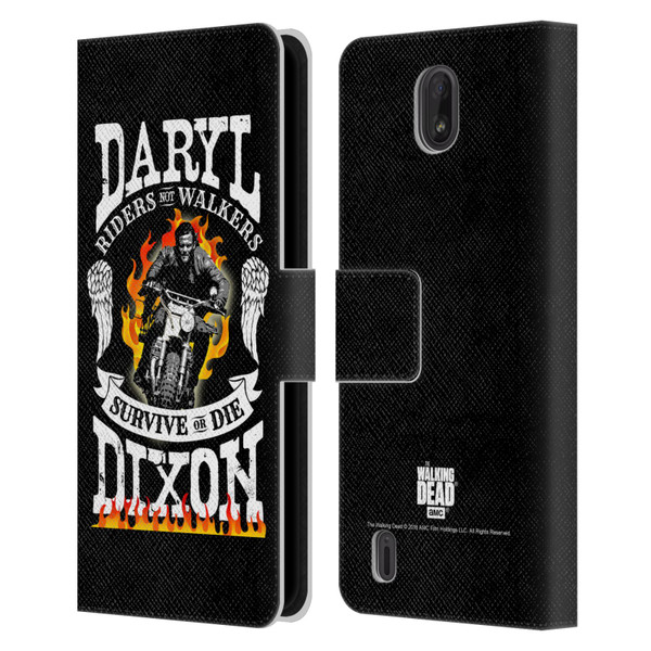 AMC The Walking Dead Daryl Dixon Biker Art Motorcycle Flames Leather Book Wallet Case Cover For Nokia C01 Plus/C1 2nd Edition