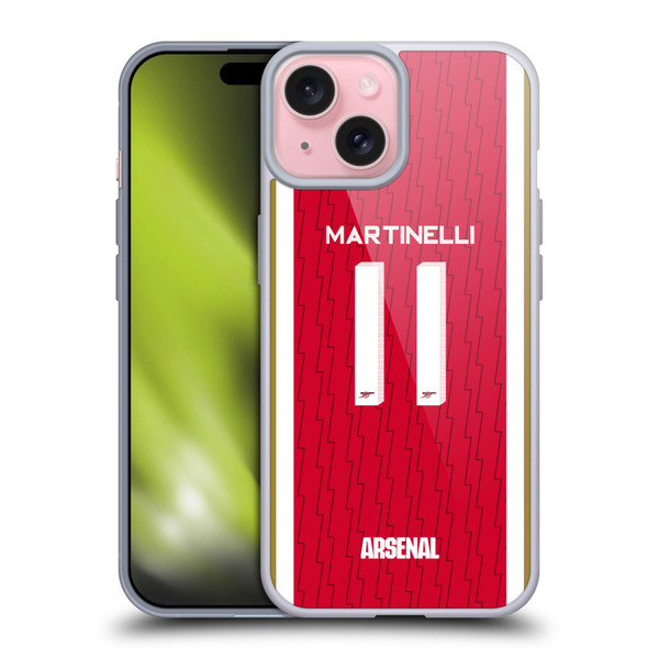 Arsenal FC 2023/24 Players Home Kit Gabriel Soft Gel Case for Apple iPhone 15