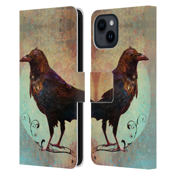 Jena DellaGrottaglia Animals Crow Leather Book Wallet Case Cover For Apple iPhone 15