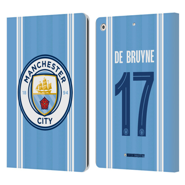 Manchester City Man City FC 2023/24 Players Home Kit Kevin De Bruyne Leather Book Wallet Case Cover For Apple iPad 10.2 2019/2020/2021