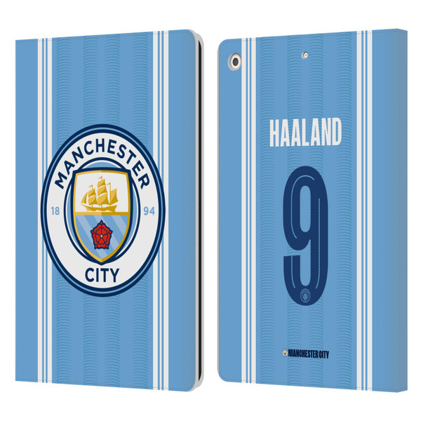 Manchester City Man City FC 2023/24 Players Home Kit Erling Haaland Leather Book Wallet Case Cover For Apple iPad 10.2 2019/2020/2021