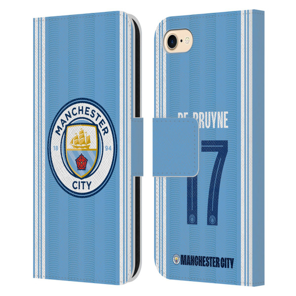 Manchester City Man City FC 2023/24 Players Home Kit Kevin De Bruyne Leather Book Wallet Case Cover For Apple iPhone 7 / 8 / SE 2020 & 2022