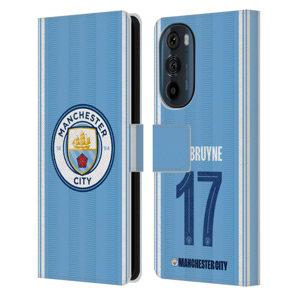 Manchester City Man City FC 2023/24 Players Home Kit Kevin De Bruyne Leather Book Wallet Case Cover For Motorola Edge 30