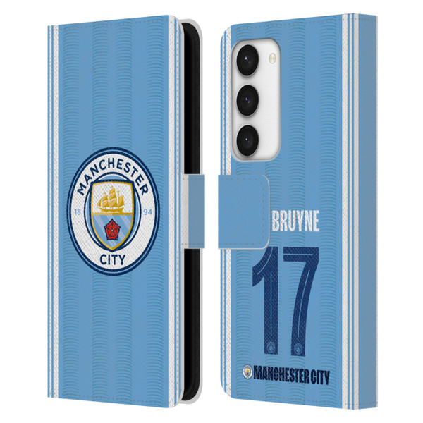 Manchester City Man City FC 2023/24 Players Home Kit Kevin De Bruyne Leather Book Wallet Case Cover For Samsung Galaxy S23 5G