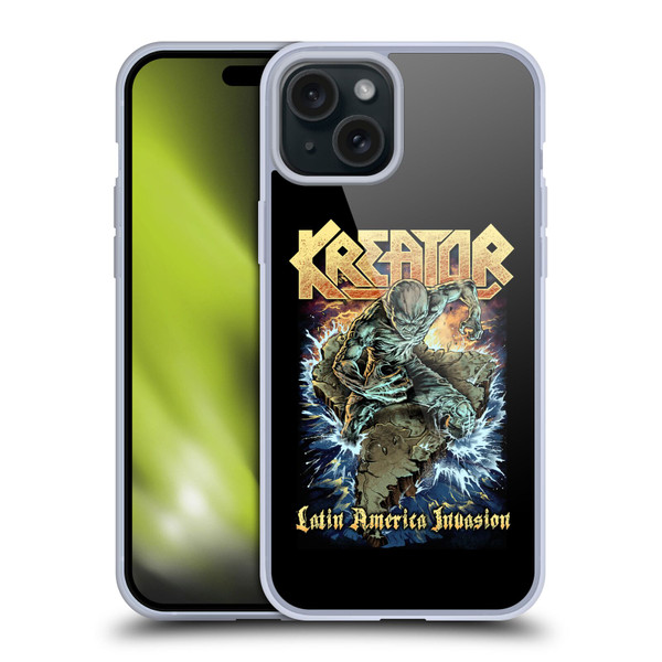 Kreator Poster Latin America Invasion Soft Gel Case for Apple iPhone 15 Plus