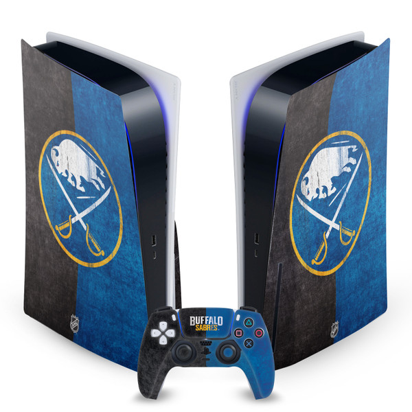 NHL Buffalo Sabres Half Distressed Vinyl Sticker Skin Decal Cover for Sony PS5 Disc Edition Bundle