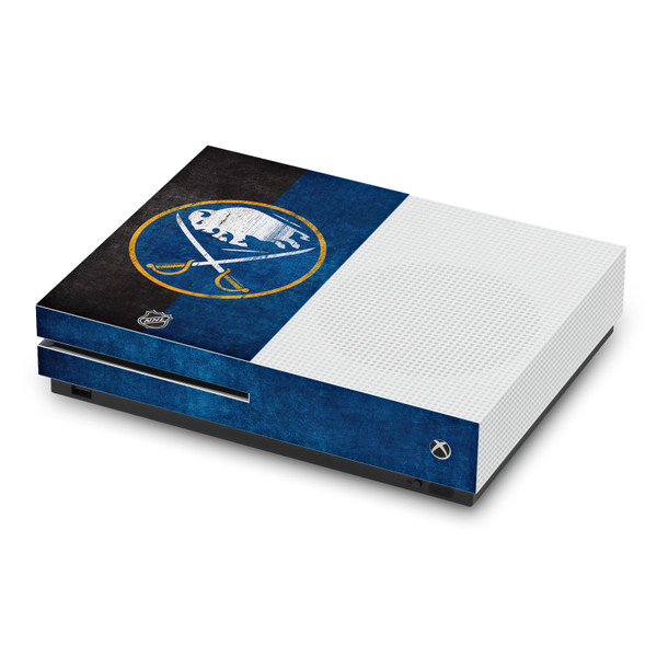 NHL Buffalo Sabres Half Distressed Vinyl Sticker Skin Decal Cover for Microsoft Xbox One S Console