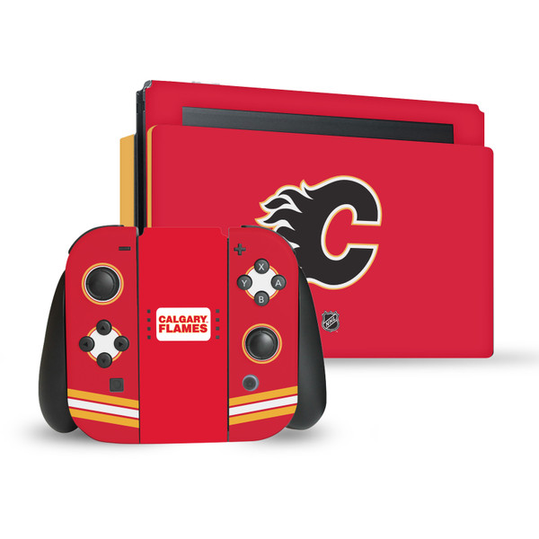 NHL Calgary Flames Plain Vinyl Sticker Skin Decal Cover for Nintendo Switch Bundle