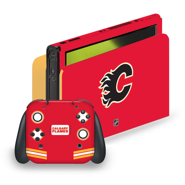 NHL Calgary Flames Plain Vinyl Sticker Skin Decal Cover for Nintendo Switch OLED Bundle