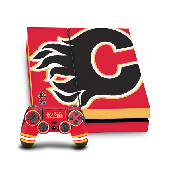 NHL Calgary Flames Oversized Vinyl Sticker Skin Decal Cover for Sony PS4 Console & Controller