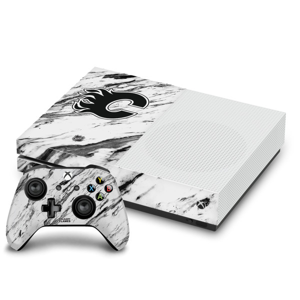 NHL Calgary Flames Marble Vinyl Sticker Skin Decal Cover for Microsoft One S Console & Controller