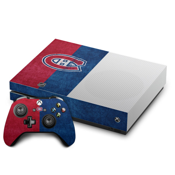 NHL Montreal Canadiens Half Distressed Vinyl Sticker Skin Decal Cover for Microsoft One S Console & Controller
