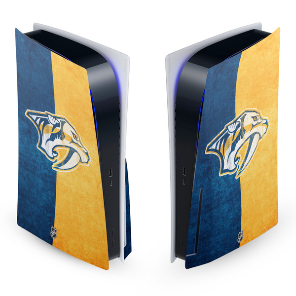 NHL Nashville Predators Half Distressed Vinyl Sticker Skin Decal Cover for Sony PS5 Disc Edition Console