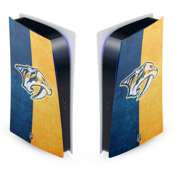 NHL Nashville Predators Half Distressed Vinyl Sticker Skin Decal Cover for Sony PS5 Digital Edition Console