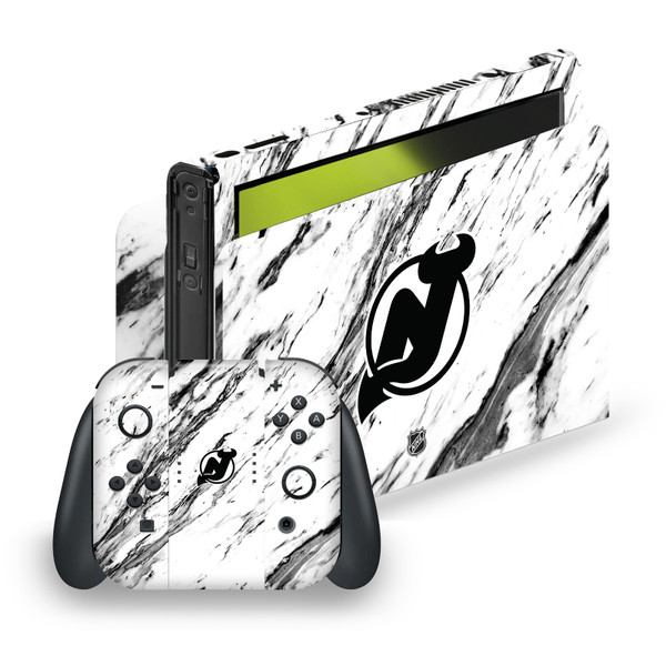 NHL New Jersey Devils Marble Vinyl Sticker Skin Decal Cover for Nintendo Switch OLED Bundle