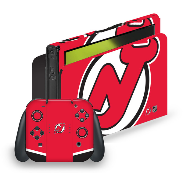 NHL New Jersey Devils Oversized Vinyl Sticker Skin Decal Cover for Nintendo Switch OLED Bundle