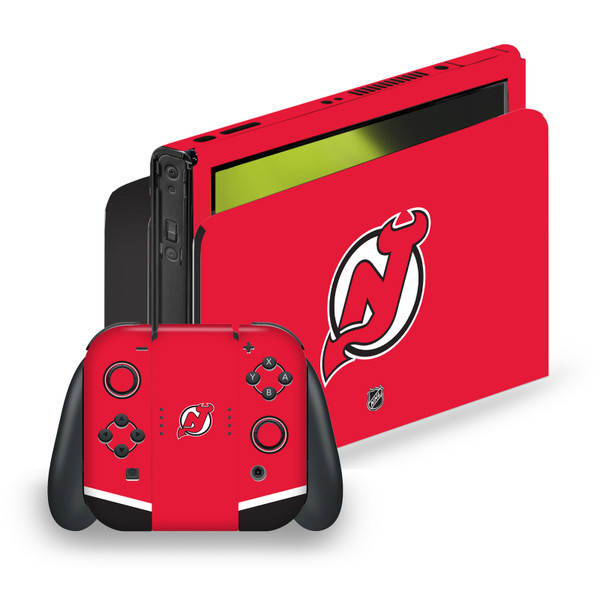 NHL New Jersey Devils Plain Vinyl Sticker Skin Decal Cover for Nintendo Switch OLED Bundle