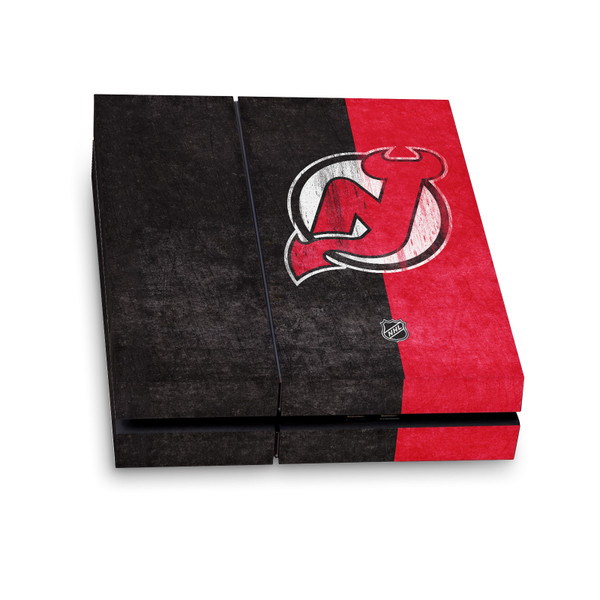 NHL New Jersey Devils Half Distressed Vinyl Sticker Skin Decal Cover for Sony PS4 Console