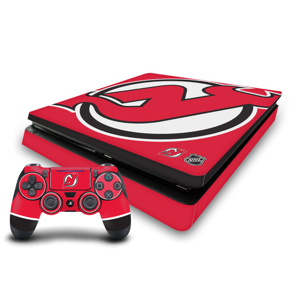 NHL New Jersey Devils Oversized Vinyl Sticker Skin Decal Cover for Sony PS4 Slim Console & Controller