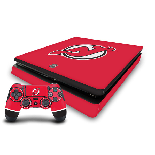 NHL New Jersey Devils Plain Vinyl Sticker Skin Decal Cover for Sony PS4 Slim Console & Controller