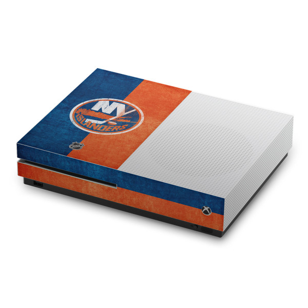 NHL New York Islanders Half Distressed Vinyl Sticker Skin Decal Cover for Microsoft Xbox One S Console