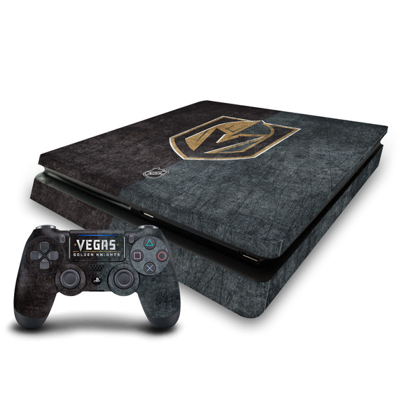 NHL Vegas Golden Knights Half Distressed Vinyl Sticker Skin Decal Cover for Sony PS4 Slim Console & Controller