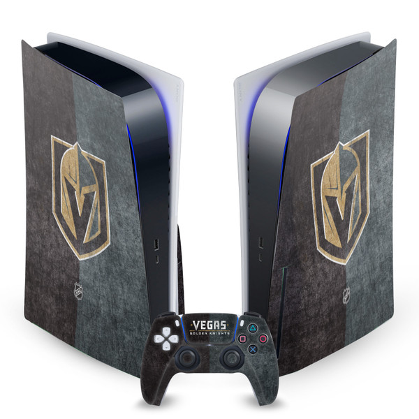 NHL Vegas Golden Knights Half Distressed Vinyl Sticker Skin Decal Cover for Sony PS5 Disc Edition Bundle