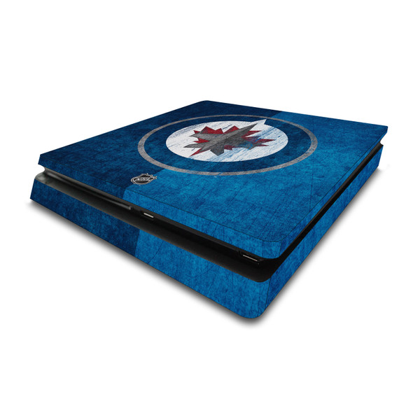 NHL Winnipeg Jets Half Distressed Vinyl Sticker Skin Decal Cover for Sony PS4 Slim Console