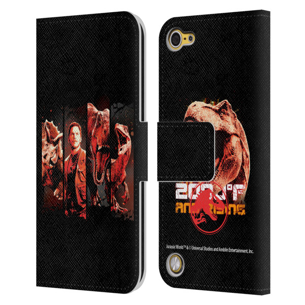Jurassic World Fallen Kingdom Key Art Character Frame Leather Book Wallet Case Cover For Apple iPod Touch 5G 5th Gen